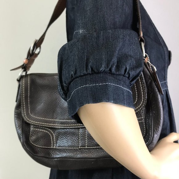 COACH Dark Brown Medium Leather Hobo Bag - Picture 5 of 8